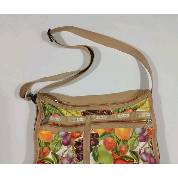 LeSportSac Crossbody Bag Tan Fruit Adjustable Strap Commute Everday Deluxe - Picture 2 of 11